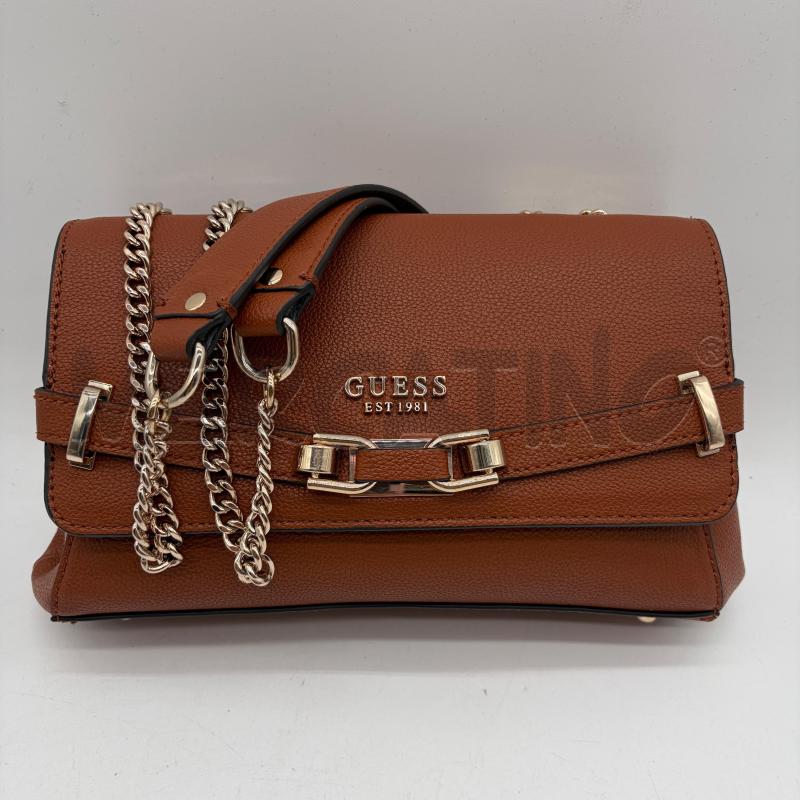 BORSA DONNA GUESS MARRONE MART CATENA HARDWARE DORATO B NERO | Mercatino dell'Usato Corbetta 1