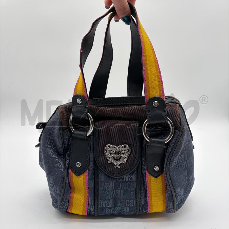 BORSA DONNA JUST CAVALLI BAULETTO TESS BLU MANICO GIALLO/FUCSIA | Mercatino dell'Usato Corbetta 1