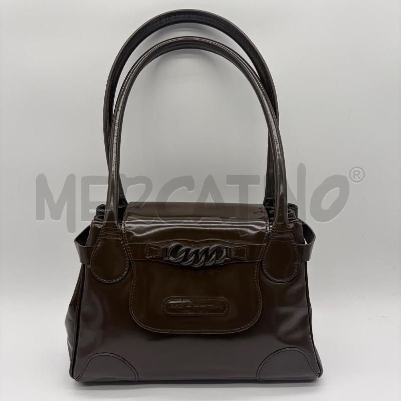 BORSA DONNA MORESCHI MARRONE VERNICE PELLE CATENELLA | Mercatino dell'Usato Corbetta 1