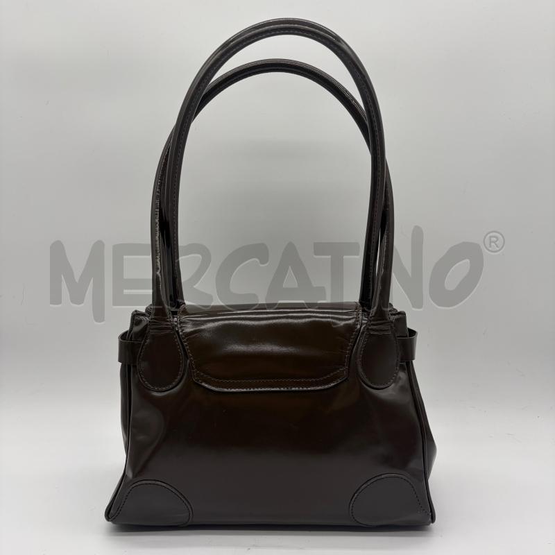 BORSA DONNA MORESCHI MARRONE VERNICE PELLE CATENELLA | Mercatino dell'Usato Corbetta 2