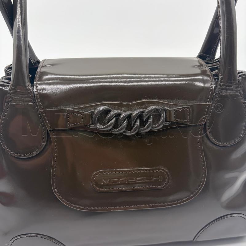 BORSA DONNA MORESCHI MARRONE VERNICE PELLE CATENELLA | Mercatino dell'Usato Corbetta 3