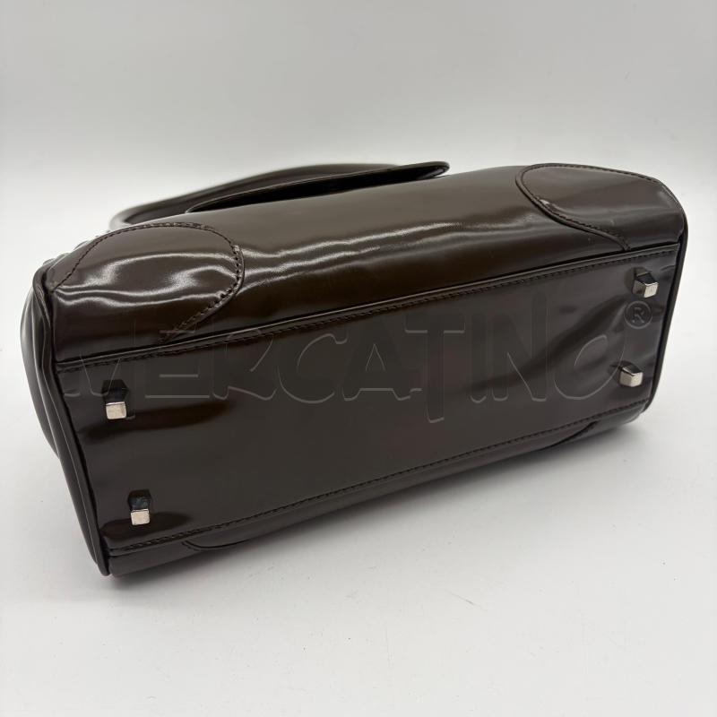 BORSA DONNA MORESCHI MARRONE VERNICE PELLE CATENELLA | Mercatino dell'Usato Corbetta 4