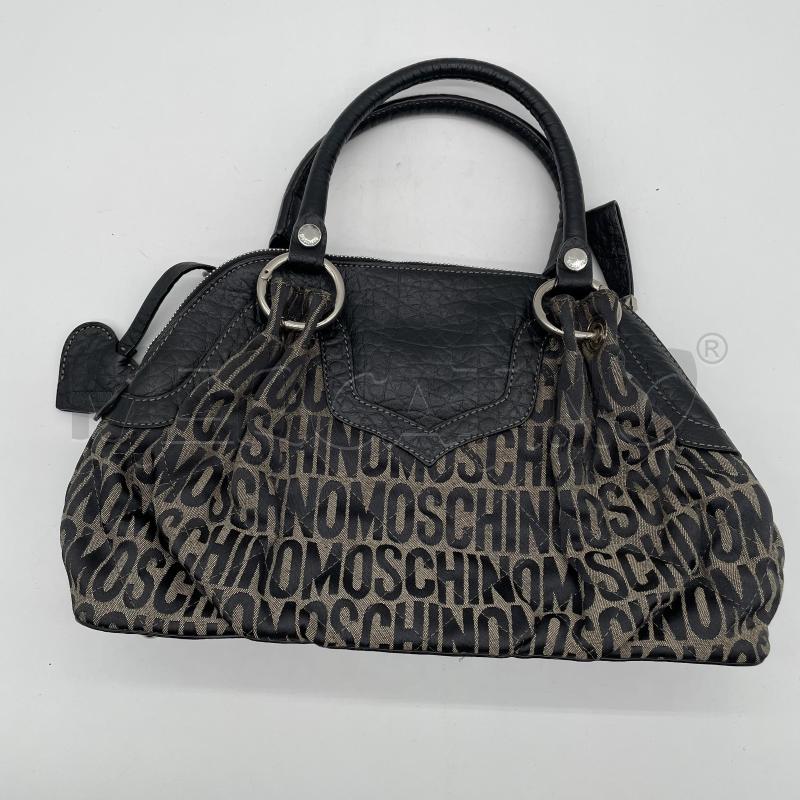 BORSA DONNA MOSCHINO NERO/BEIGE CANVAS/LEATHER LOGO SATCHEL | Mercatino dell'Usato Corbetta 2