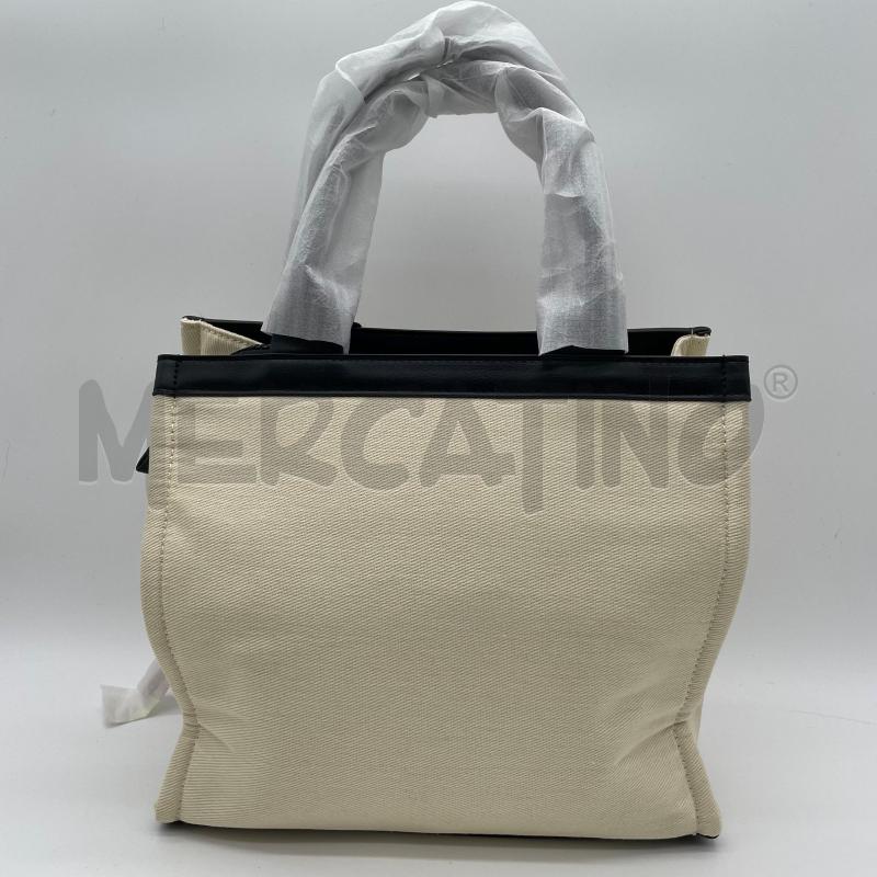 BORSA DONNA MSGM KIDS SHOPPER CANVAS PANNA BORDO NERO | Mercatino dell'Usato Corbetta 2