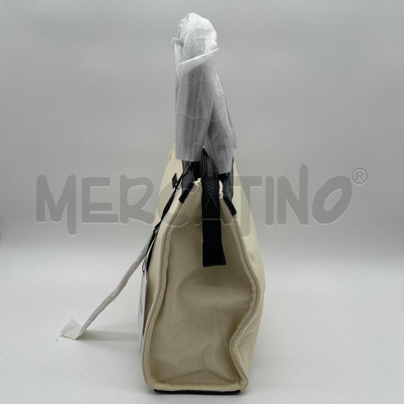 BORSA DONNA MSGM KIDS SHOPPER CANVAS PANNA BORDO NERO | Mercatino dell'Usato Corbetta 3