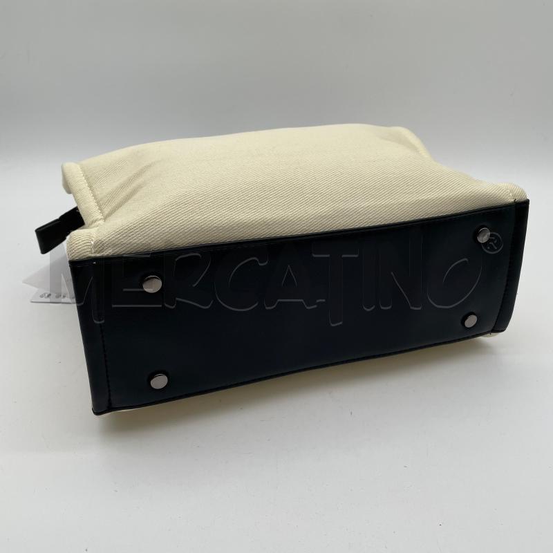 BORSA DONNA MSGM KIDS SHOPPER CANVAS PANNA BORDO NERO | Mercatino dell'Usato Corbetta 4