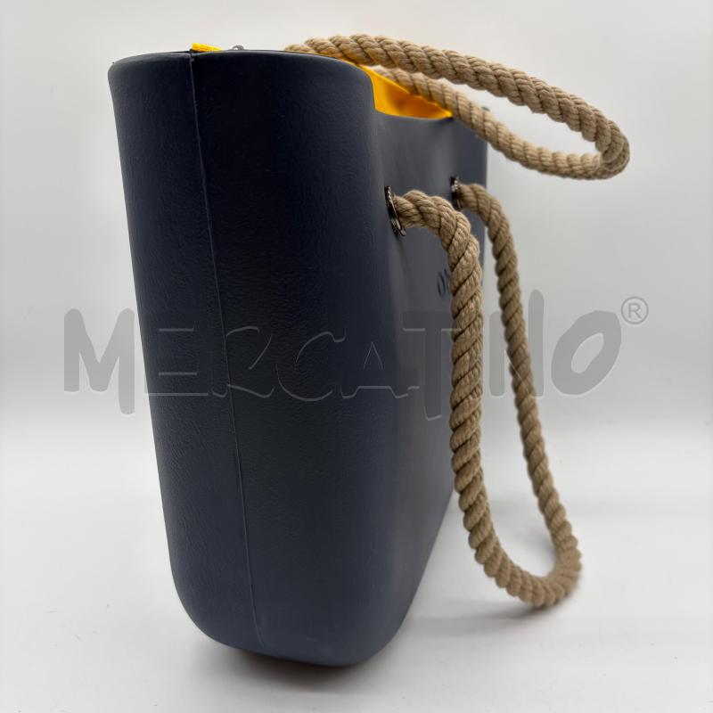 BORSA DONNA O BAG BLU INT TESS GIALLO MANICO CORDA | Mercatino dell'Usato Corbetta 3