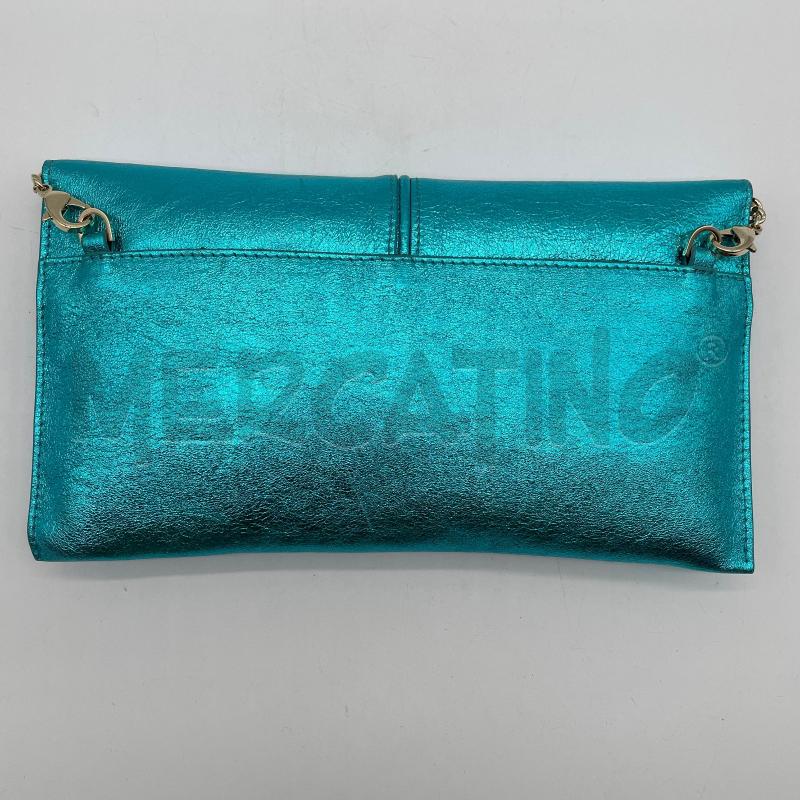 BORSA DONNA PATRIZIA PEPE PELLE AZZURRO METALLIZZATO EFF STROP | Mercatino dell'Usato Corbetta 2