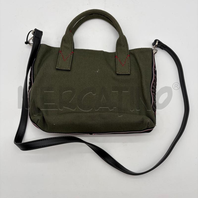 BORSA DONNA PINKO BAG VERDE TESS STRISCIA NERO BORDO ROSSO/BIANCO | Mercatino dell'Usato Corbetta 3