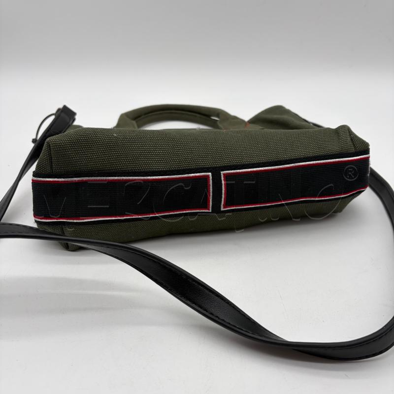 BORSA DONNA PINKO BAG VERDE TESS STRISCIA NERO BORDO ROSSO/BIANCO | Mercatino dell'Usato Corbetta 4