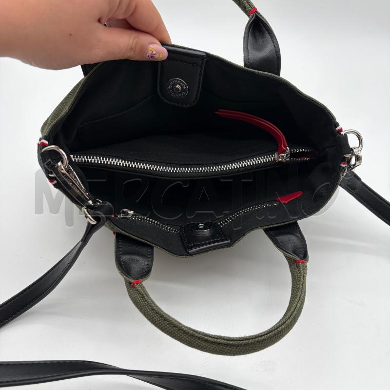 BORSA DONNA PINKO BAG VERDE TESS STRISCIA NERO BORDO ROSSO/BIANCO | Mercatino dell'Usato Corbetta 5