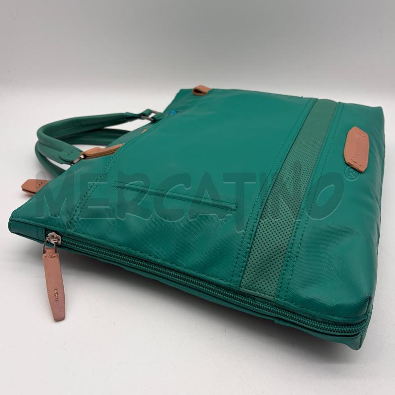 BORSA DONNA PORTA PC PIQUADRO VERDE TESS PLAST STRISCIA TRAF | Mercatino dell'Usato Corbetta 3