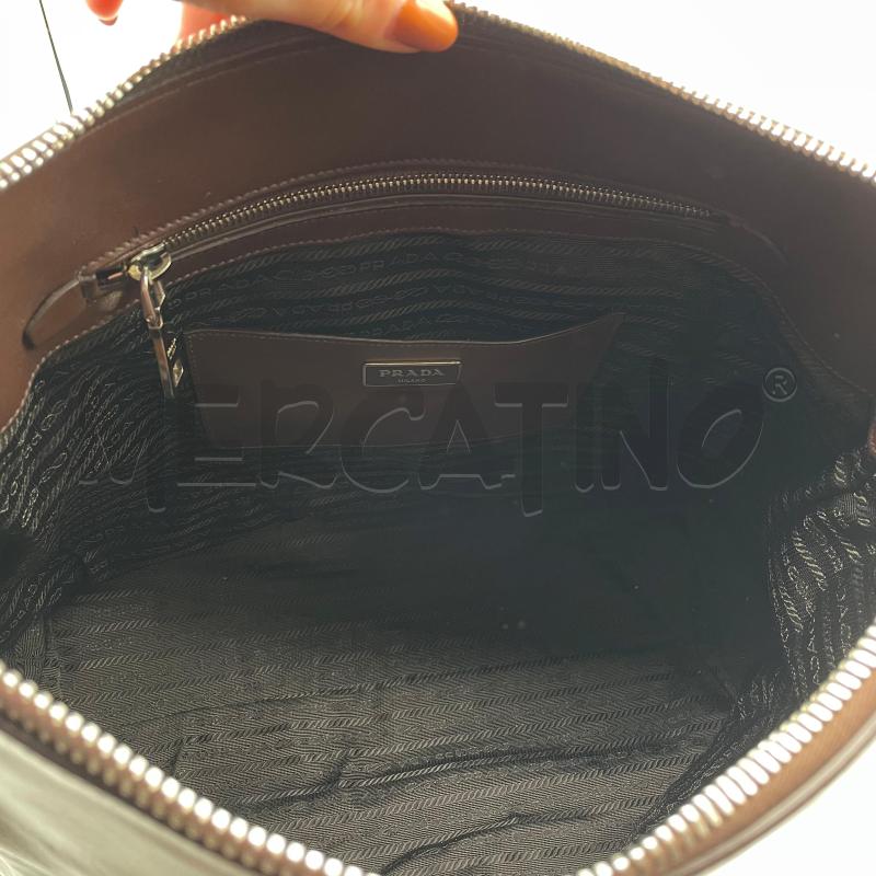 BORSA DONNA PRADA HOBO MARRONE PELLE  | Mercatino dell'Usato Corbetta 5