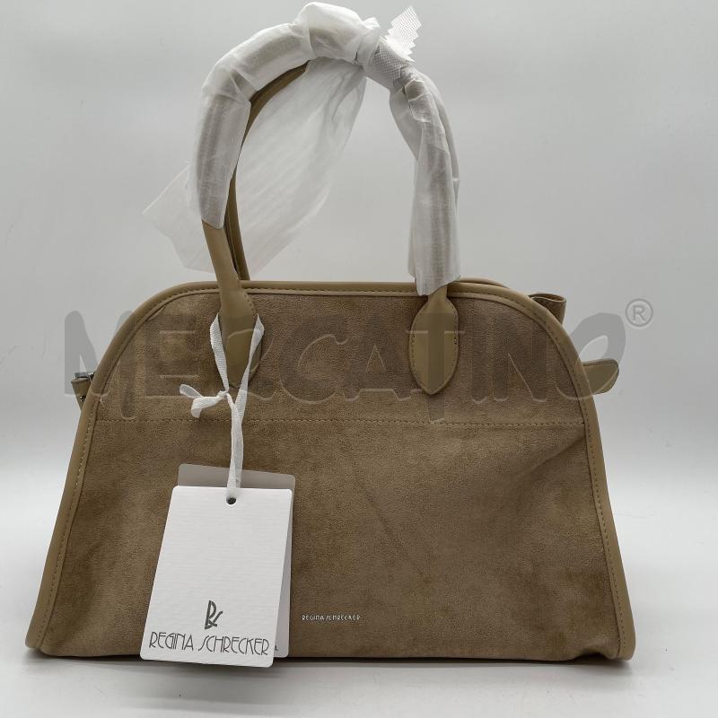 BORSA DONNA REGINA SCHRECKER ECRU TIPO ALCANTARA FIBBIE LATI SINT | Mercatino dell'Usato Corbetta 1