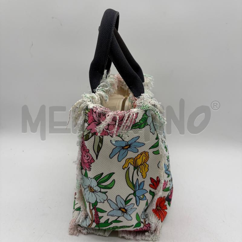 BORSA DONNA SAINT BARTH BIANCO FIORI TELA FRANGE FRENCH CARIBBEAN ISLAND | Mercatino dell'Usato Corbetta 3