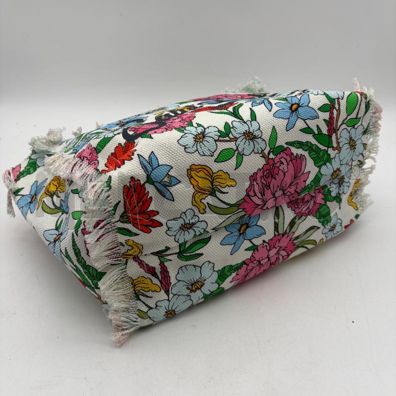 BORSA DONNA SAINT BARTH BIANCO FIORI TELA FRANGE FRENCH CARIBBEAN ISLAND | Mercatino dell'Usato Corbetta 4