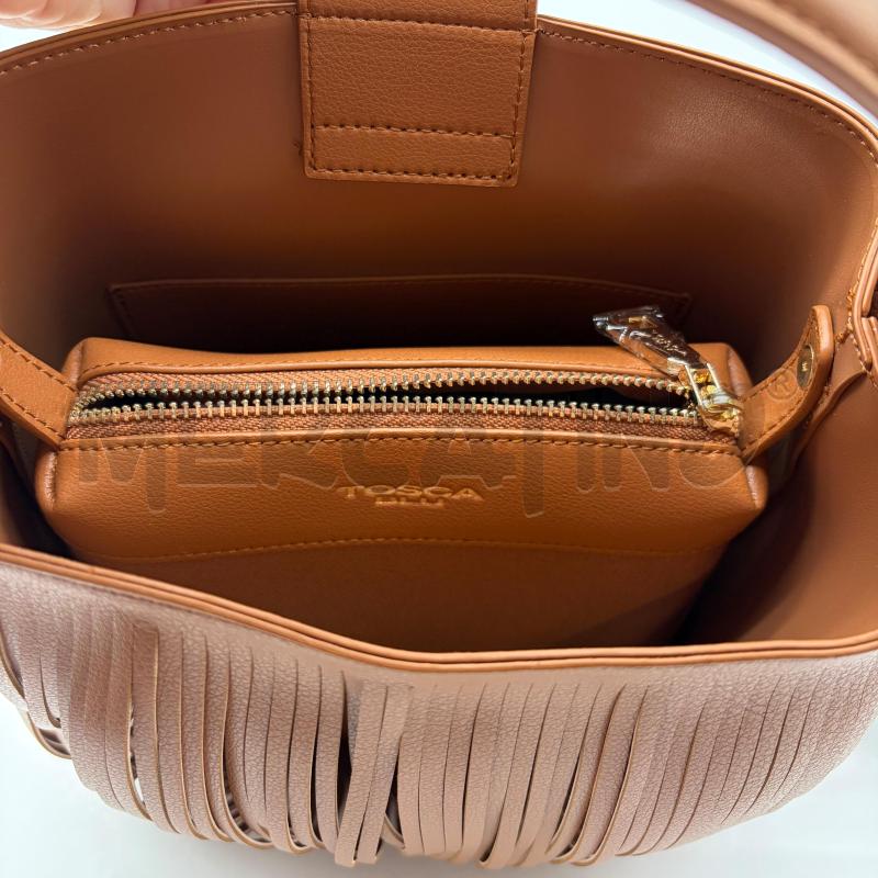 BORSA DONNA TOSCA BLU SECCHIELLO BEIGE LISTINI | Mercatino dell'Usato Corbetta 5