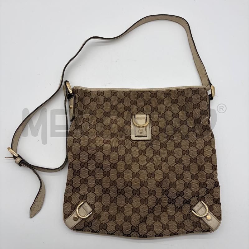 BORSA DONNA TRACOLLA GUCCI ABBEY CANVAS BROWN BORDI PELLE PANNA | Mercatino dell'Usato Corbetta 1