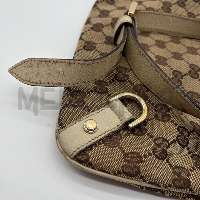 BORSA DONNA TRACOLLA GUCCI ABBEY CANVAS BROWN BORDI PELLE PANNA | Mercatino dell'Usato Corbetta 4
