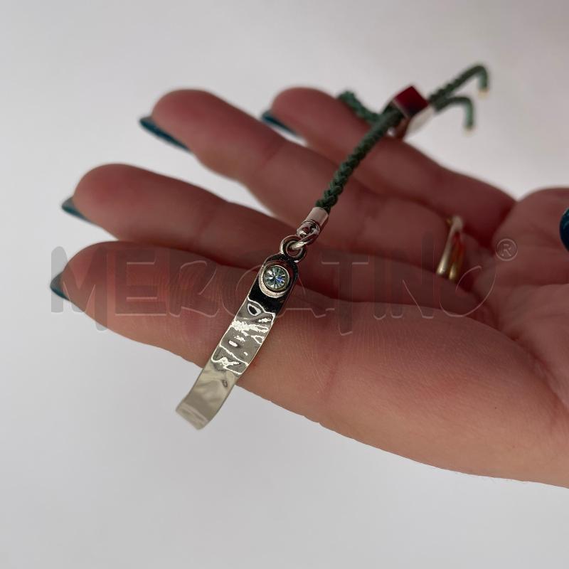 BRACCIALE MAX&CO MARTELLATO CORDINO VERDE 2 STRASS | Mercatino dell'Usato Corbetta 3