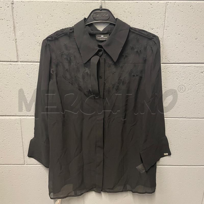 CAMICIA DONNA ELISABETTA FRANCHI NERO SETA VELATO STELLE | Mercatino dell'Usato Corbetta 1