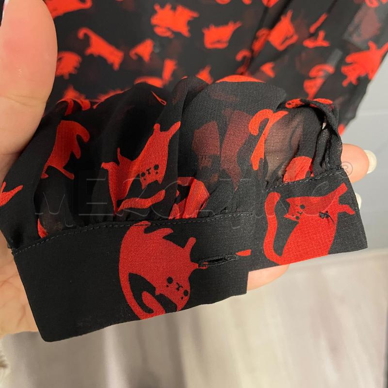 CAMICIA DONNA PINKO NERO VELATO GATTI ROSSI | Mercatino dell'Usato Corbetta 3