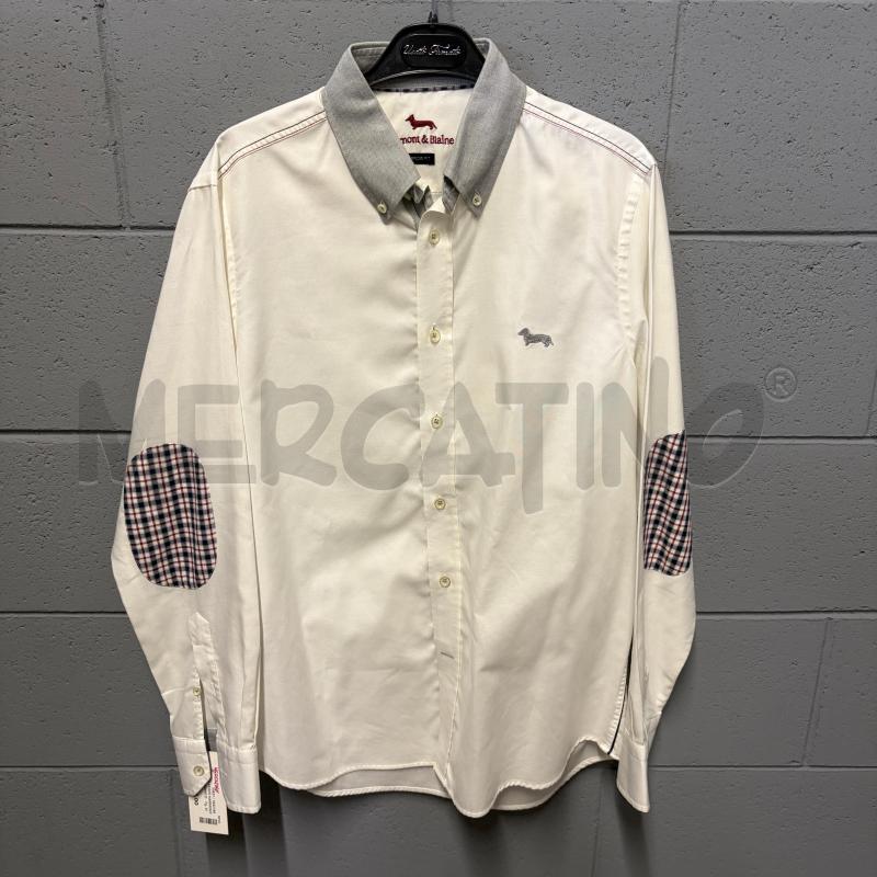 CAMICIA UOMO HARMONT & BLAINE BIANCO COLLO GRIGIO GOMITI QUADRI BLU/ROSSO | Mercatino dell'Usato Corbetta 1