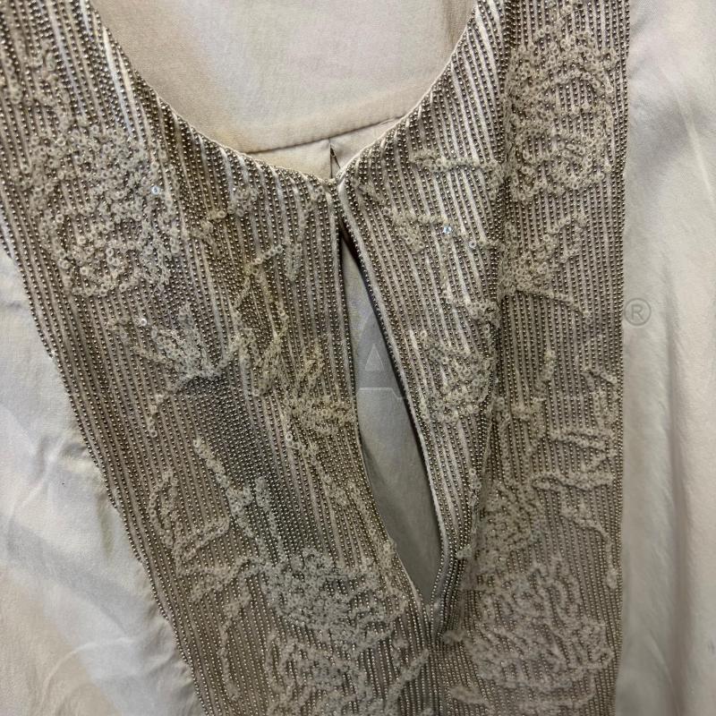 CANOTTA DONNA BRUNELLO CUCINELLI PANNA SETA DECORO PETTO MONILE FIORI MICROPAIETTES | Mercatino dell'Usato Corbetta 3