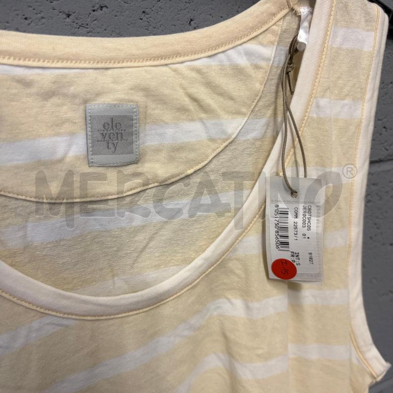 CANOTTA DONNA ELEVENTY ECRU RIGHE BIANCO | Mercatino dell'Usato Corbetta 2