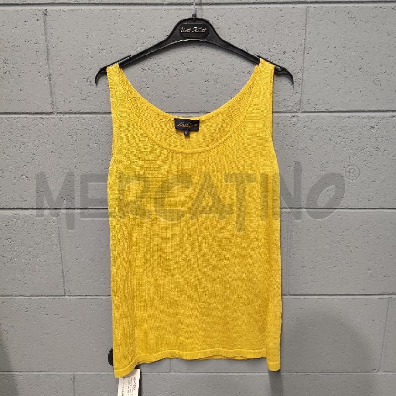 CANOTTA DONNA LUISA SPAGNOLI SENAPE STRIATO MISTO LINO | Mercatino dell'Usato Corbetta 1