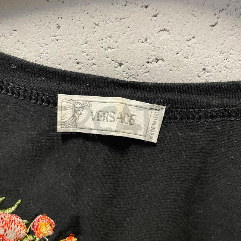 CANOTTA DONNA VERSACE NERO RICAMO FIORI ARANCIO FOGLIE VERDE | Mercatino dell'Usato Corbetta 2