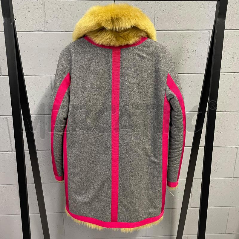 CAPPOTTO DONNA EMPORIO ARMANI GRIGIO BORDI ROSSO/MONTONE BEIGE | Mercatino dell'Usato Corbetta 5