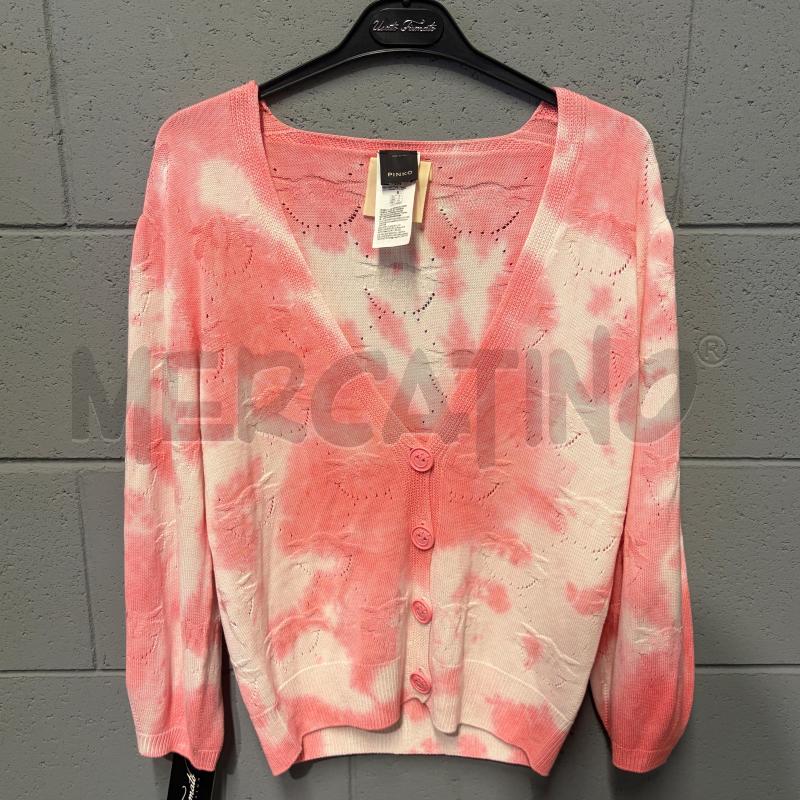 CARDIGAN DONNA PINKO ROSA/BIANCO BATIK TRAMA LOGO TRAF | Mercatino dell'Usato Corbetta 1