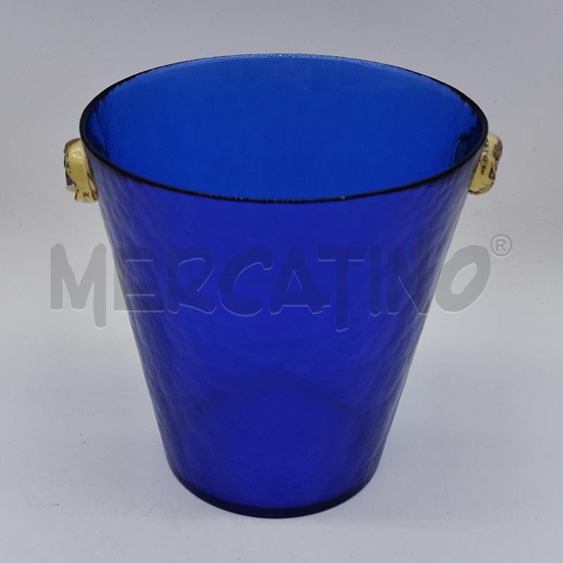 CESTELLO GHIACCIO VETRO BLU MURANO ROSELLINE | Mercatino dell'Usato Corbetta 1