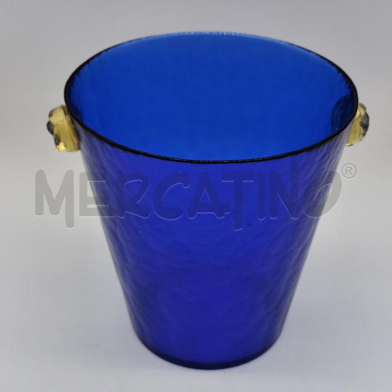 CESTELLO GHIACCIO VETRO BLU MURANO ROSELLINE | Mercatino dell'Usato Corbetta 2