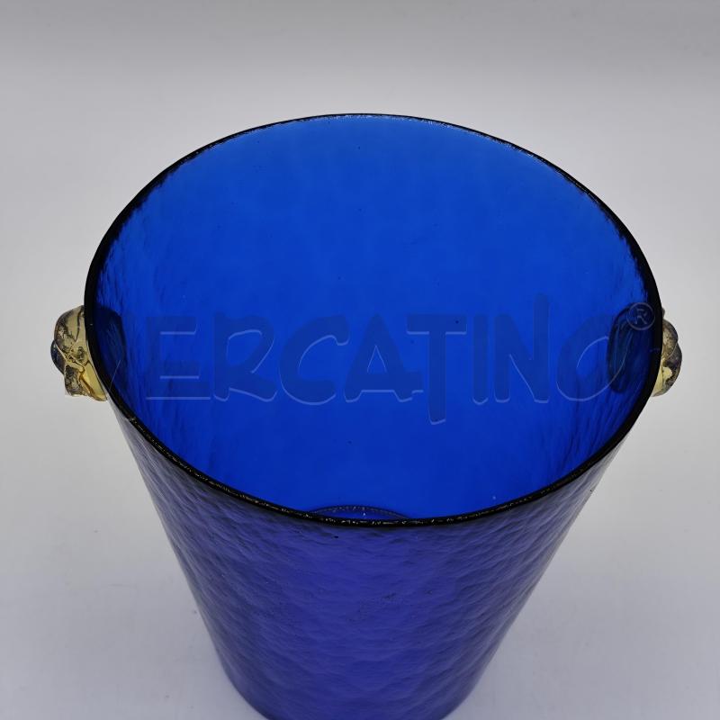 CESTELLO GHIACCIO VETRO BLU MURANO ROSELLINE | Mercatino dell'Usato Corbetta 3