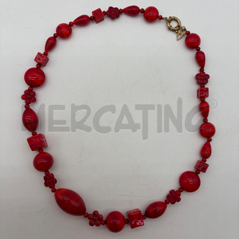COLLANA ANTICA MURRINA VENEZIA FIORI PALLINE VETRO ROSSO SFUMATO | Mercatino dell'Usato Corbetta 2
