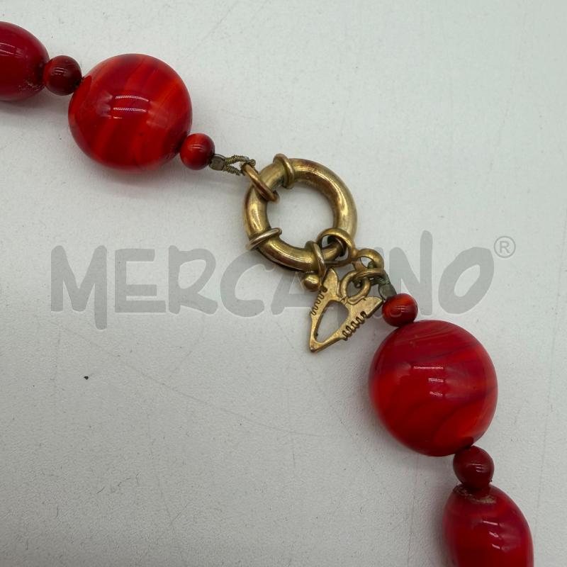COLLANA ANTICA MURRINA VENEZIA FIORI PALLINE VETRO ROSSO SFUMATO | Mercatino dell'Usato Corbetta 3