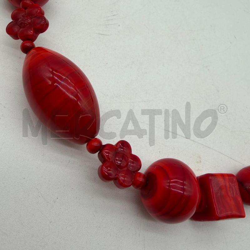 COLLANA ANTICA MURRINA VENEZIA FIORI PALLINE VETRO ROSSO SFUMATO | Mercatino dell'Usato Corbetta 4