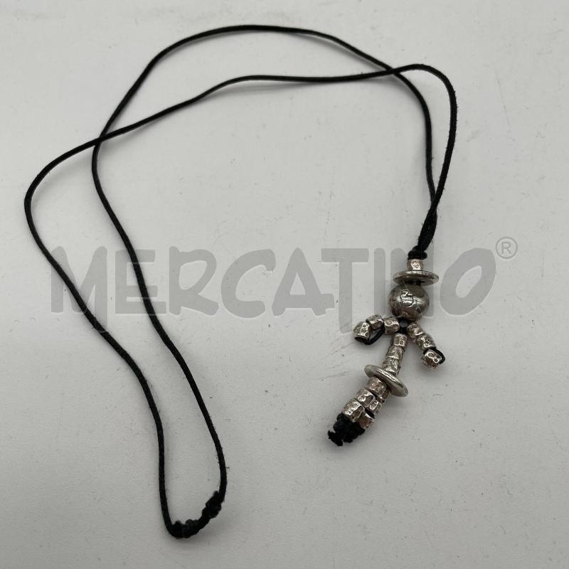 COLLANA DODO ARGENTATA OMINO CORDINO NERO | Mercatino dell'Usato Corbetta 1