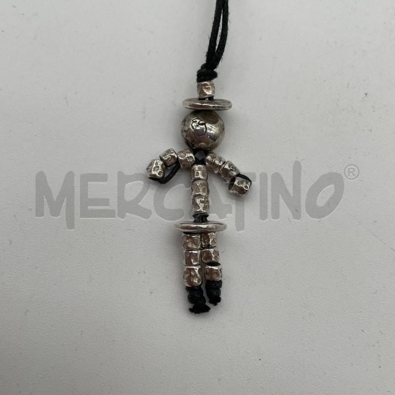 COLLANA DODO ARGENTATA OMINO CORDINO NERO | Mercatino dell'Usato Corbetta 2