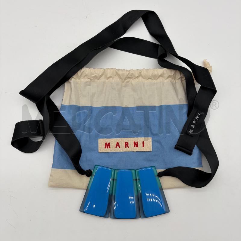 COLLANA MARNI RESINA BLU NASTRO NERO | Mercatino dell'Usato Corbetta 1