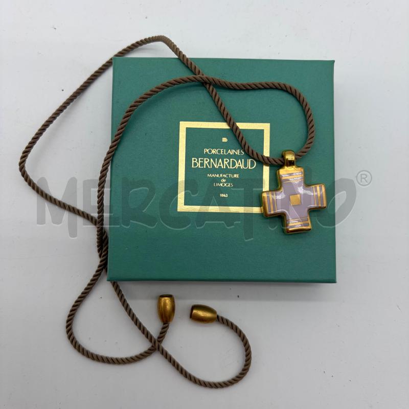 COLLANA PORCELAINES BERNARDAUD CROCE ROSA/DORATA CORDINO | Mercatino dell'Usato Corbetta 1