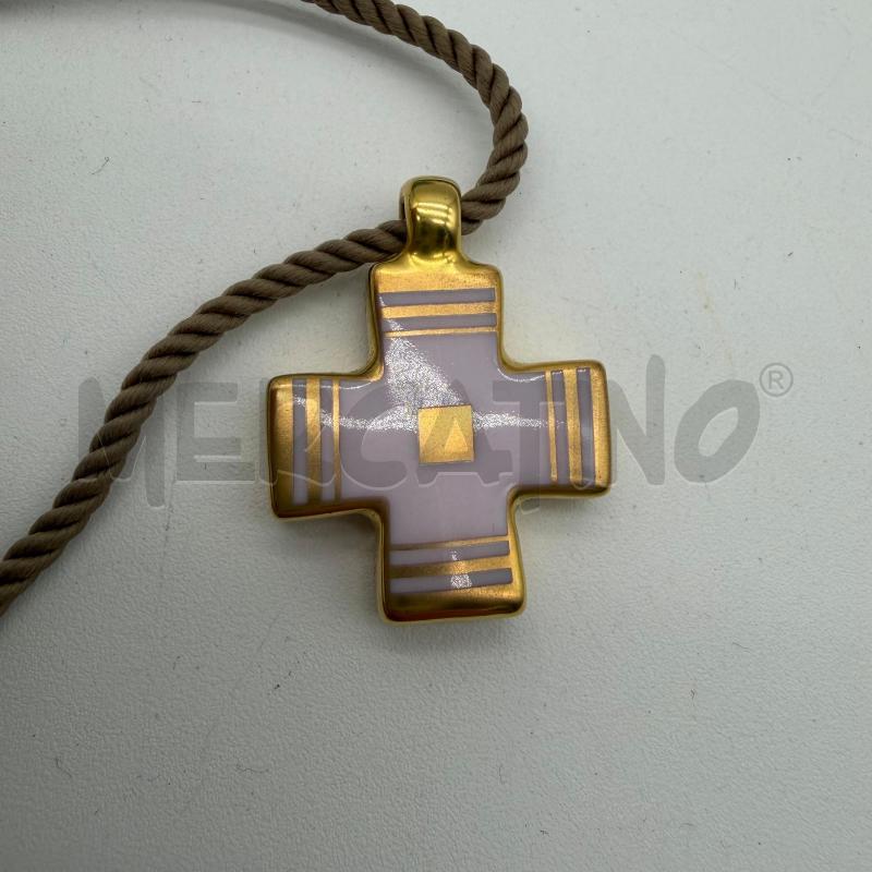 COLLANA PORCELAINES BERNARDAUD CROCE ROSA/DORATA CORDINO | Mercatino dell'Usato Corbetta 3