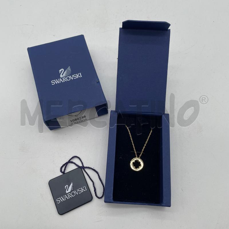 COLLANA SWAROVSKI DORATA TONDO QUADRIFOGLIO STRASS | Mercatino dell'Usato Corbetta 1