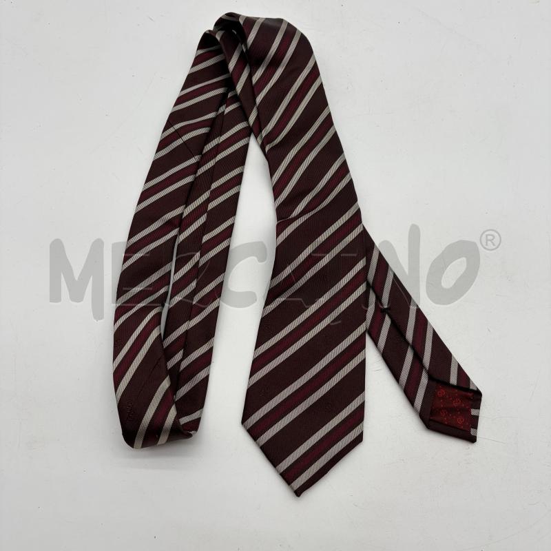 CRAVATTA GUCCI STRISCE BORGOGNA/ROSSO/ECRU LOGO | Mercatino dell'Usato Corbetta 3