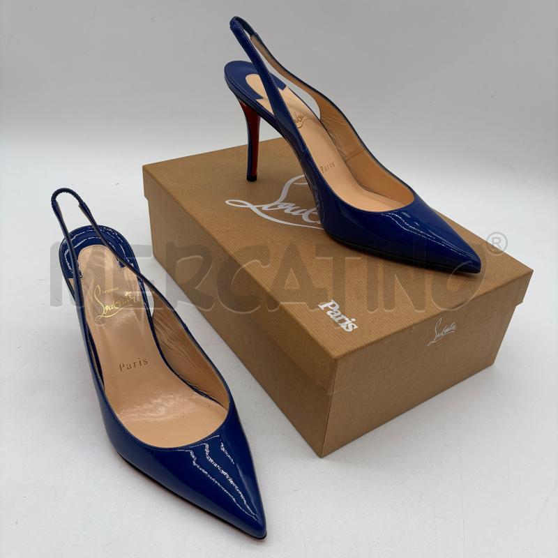 DECOLLETE CHRISTIAN LOUBOUTIN APOSTROPHY SLING 85 PATENT BLU PUNTA | Mercatino dell'Usato Corbetta 1