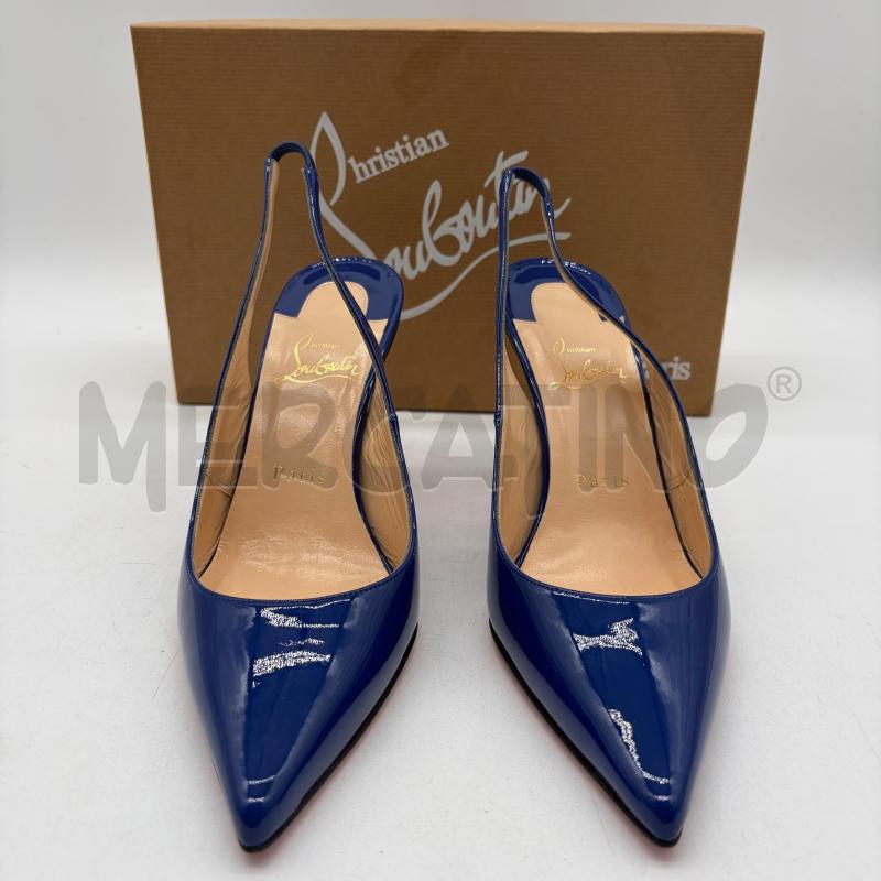 DECOLLETE CHRISTIAN LOUBOUTIN APOSTROPHY SLING 85 PATENT BLU PUNTA | Mercatino dell'Usato Corbetta 2