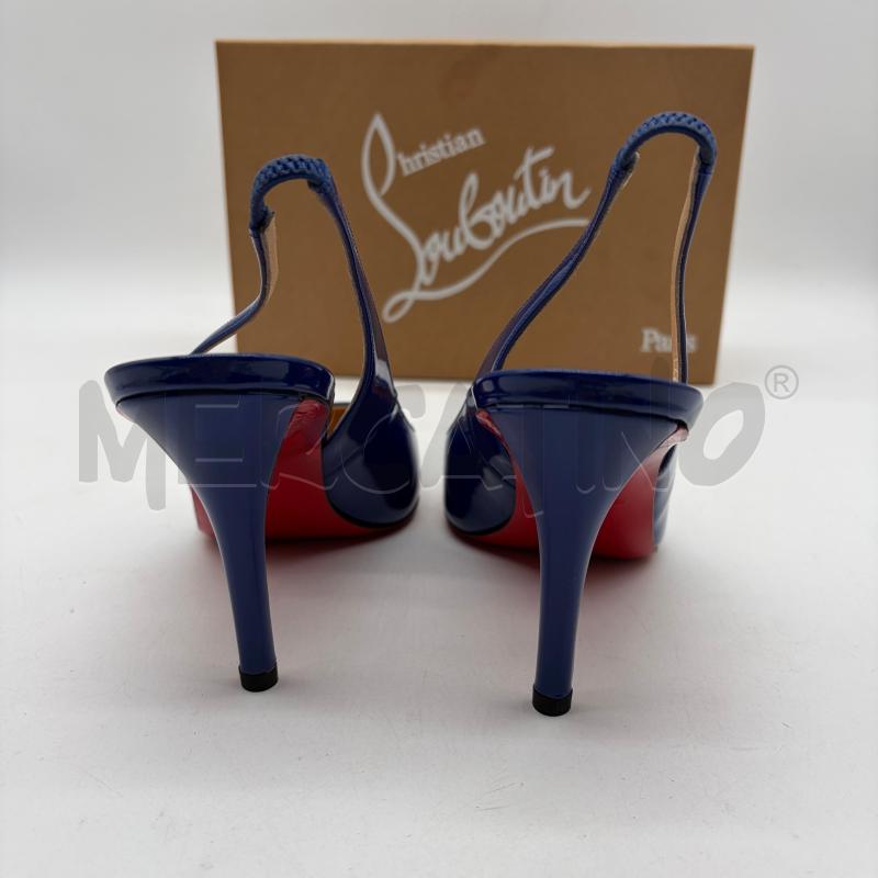 DECOLLETE CHRISTIAN LOUBOUTIN APOSTROPHY SLING 85 PATENT BLU PUNTA | Mercatino dell'Usato Corbetta 4
