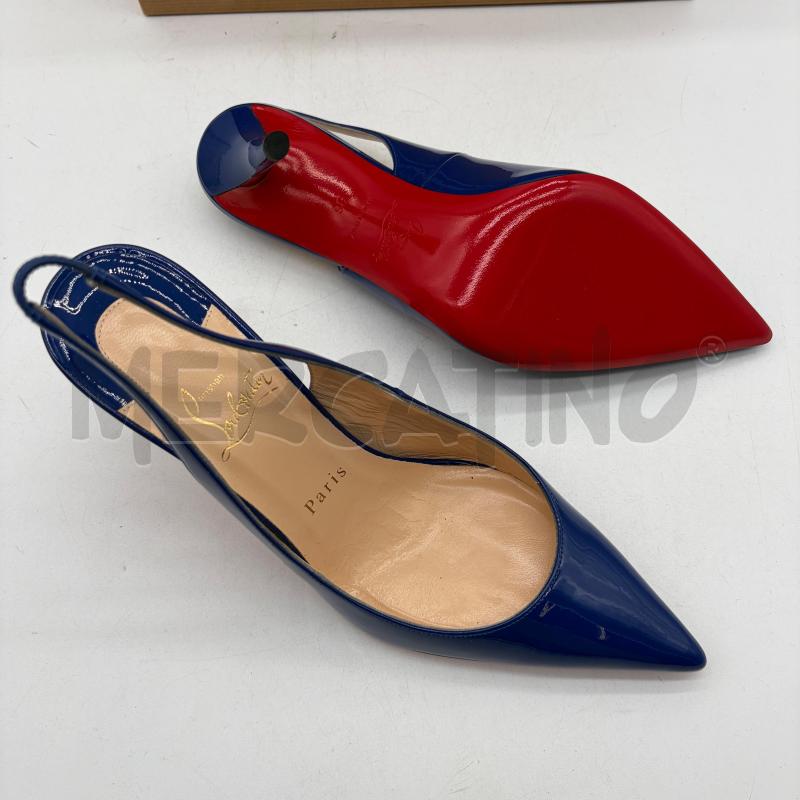 DECOLLETE CHRISTIAN LOUBOUTIN APOSTROPHY SLING 85 PATENT BLU PUNTA | Mercatino dell'Usato Corbetta 5